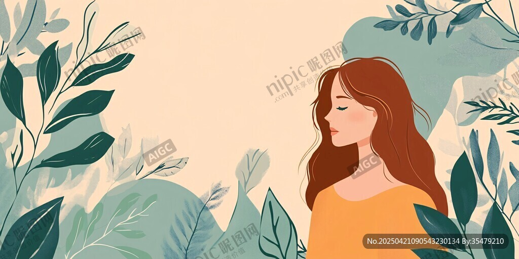 女孩置身綠意中的靜謐時刻
