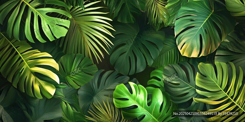 熱帶綠植背景圖案