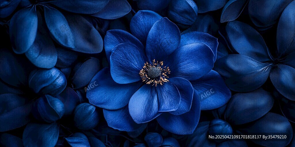深藍(lán)花朵特寫