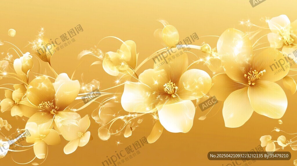金色花卉夢(mèng)幻背景圖