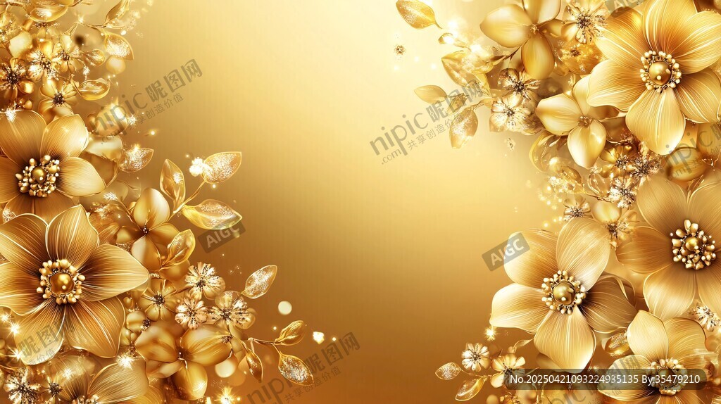 金色繁花背景圖