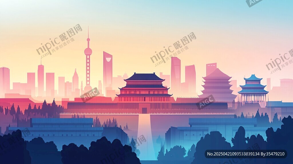 北京城市景觀絢麗天際線