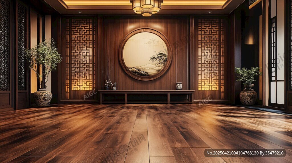 中式典雅客廳室內設計場景