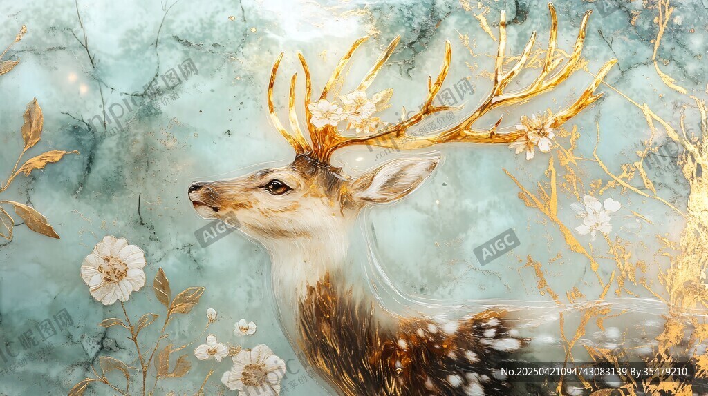 夢幻金角鹿與繁花之景