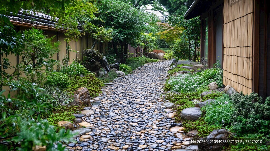 日式庭院碎石小徑景觀