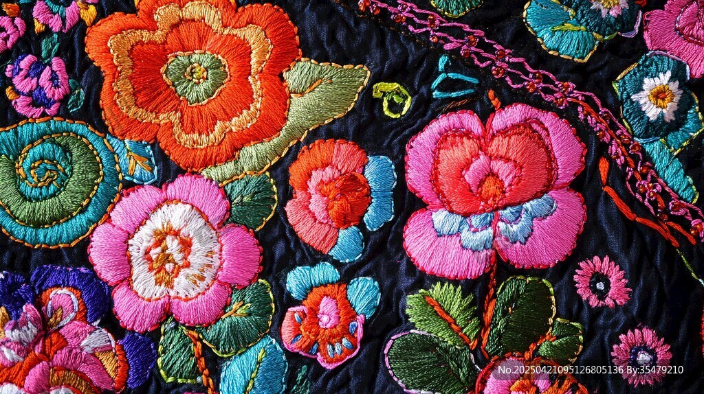 絢麗多彩民族風刺繡圖案