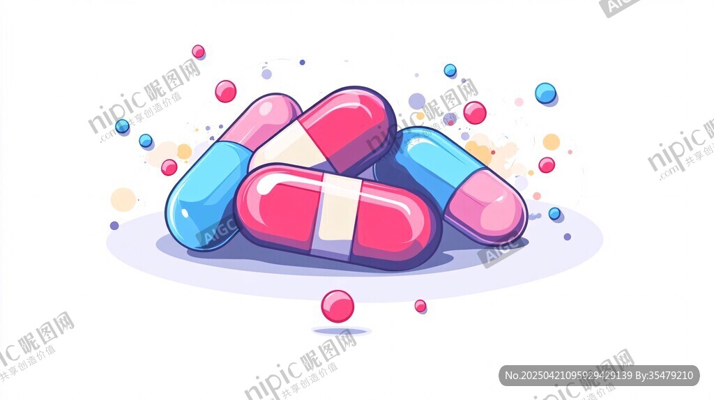 多彩膠囊插畫 散落小顆粒