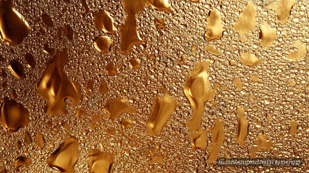 金色水滴紋理特寫