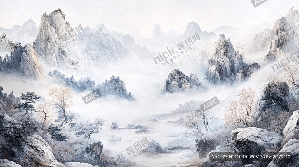 水墨山水間的詩意自然畫卷