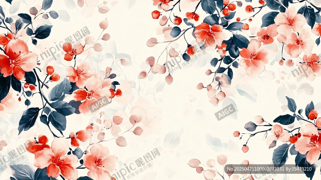 花卉水彩背景圖