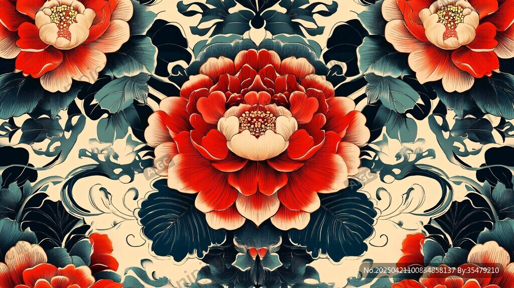 中式牡丹傳統(tǒng)花紋圖案