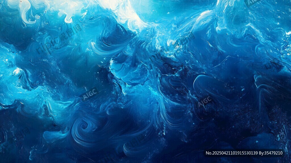 夢幻藍色流動海洋紋理