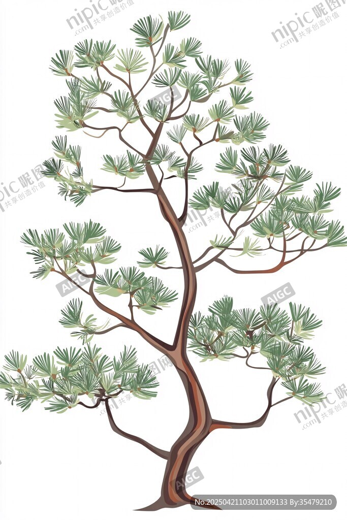 單株松樹(shù)插畫(huà)