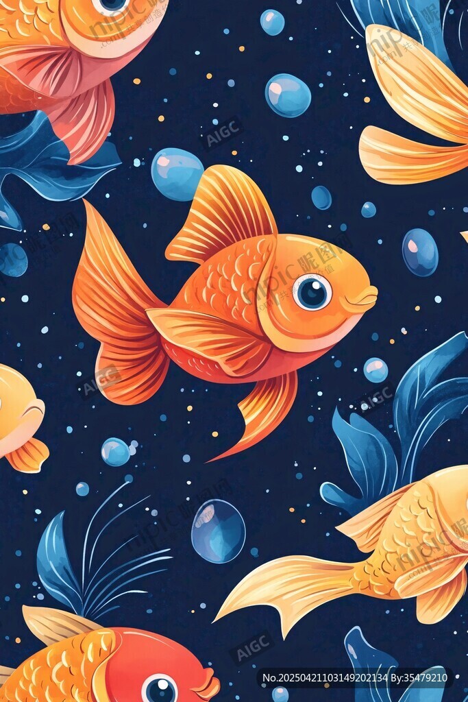 暢游的金魚與夢幻水底世界