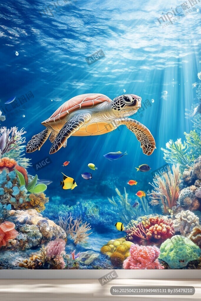 海龜暢游繽紛海底世界