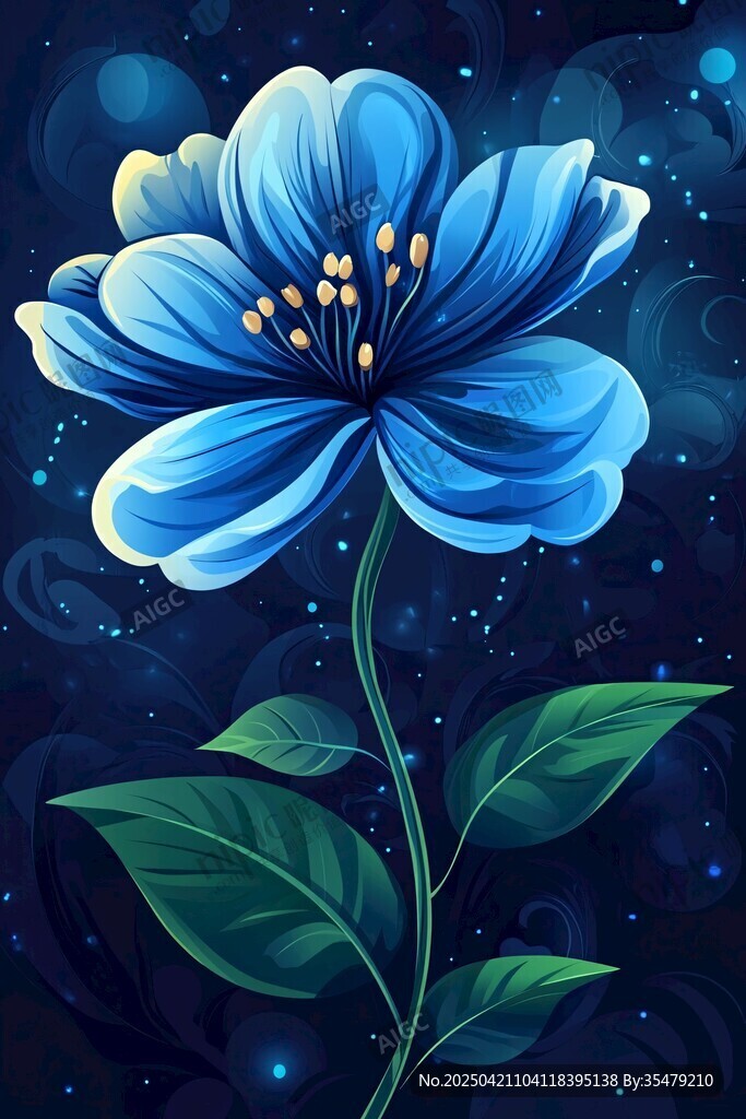 夢幻藍花綻于星空之下
