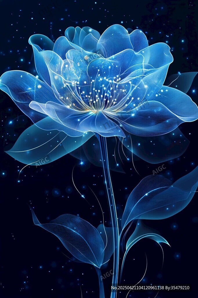 夢幻藍花綻于璀璨星空