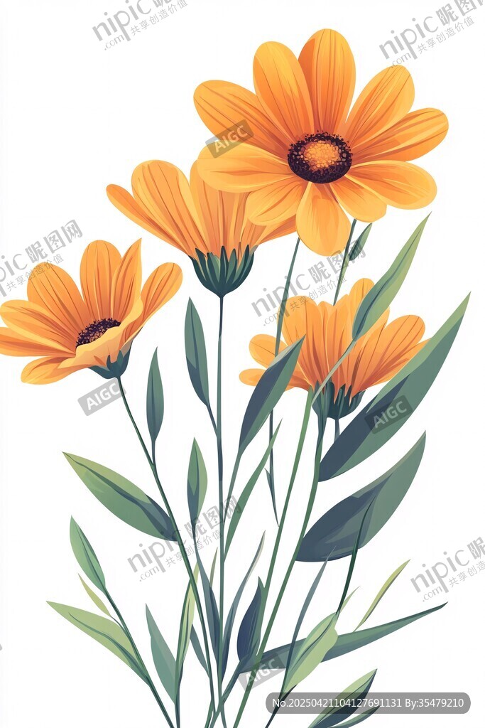 橙色雛菊插畫