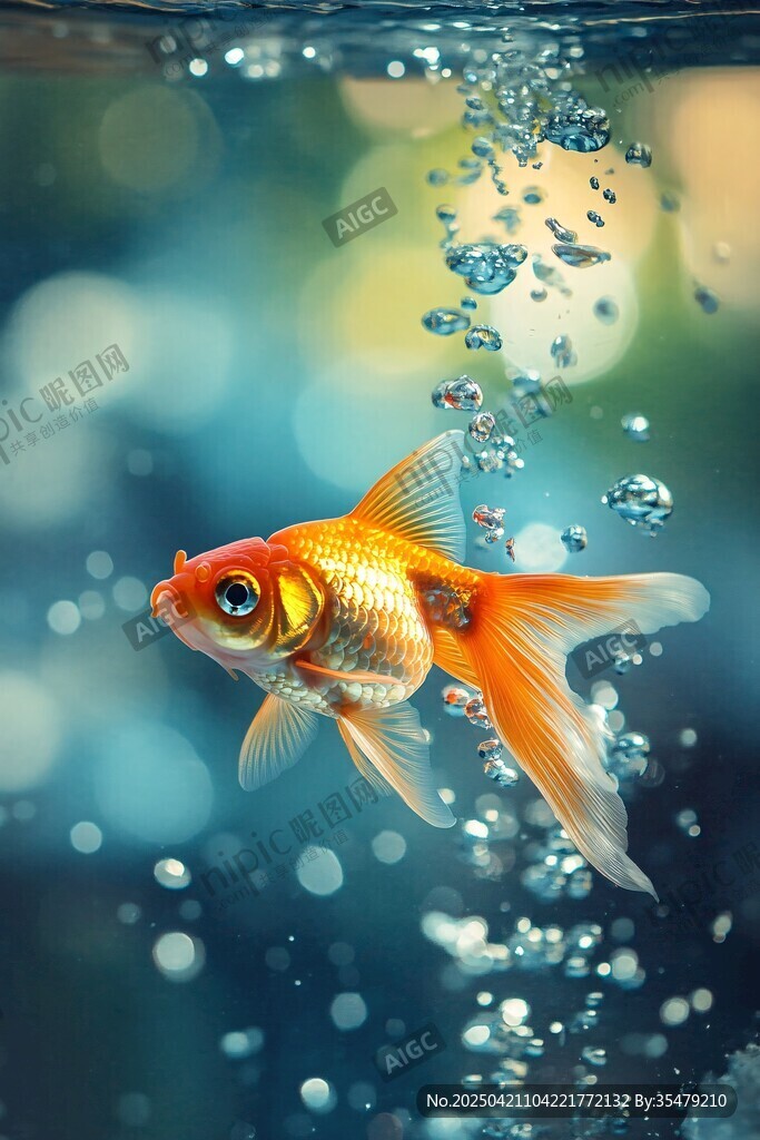 水中暢游的靈動金魚