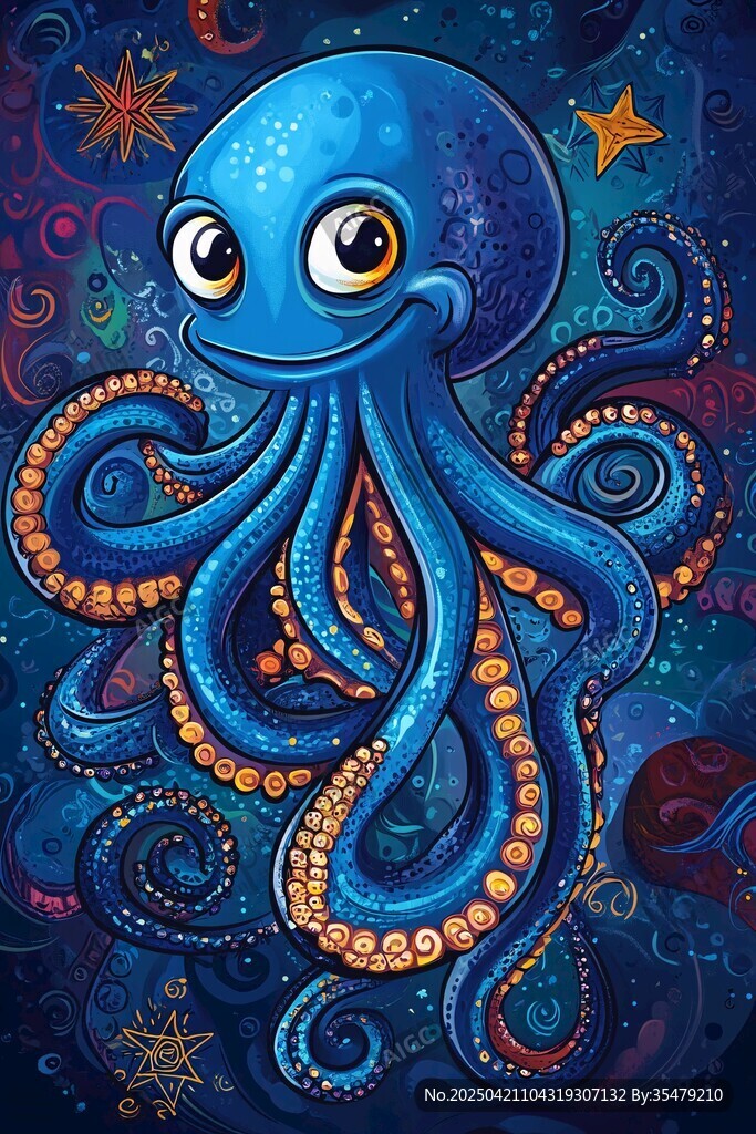 可愛(ài)藍(lán)色章魚(yú)的奇幻海底世界