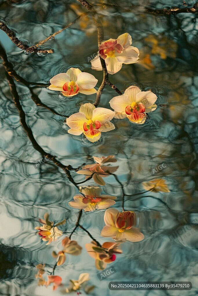 水中蘭花倒影之美