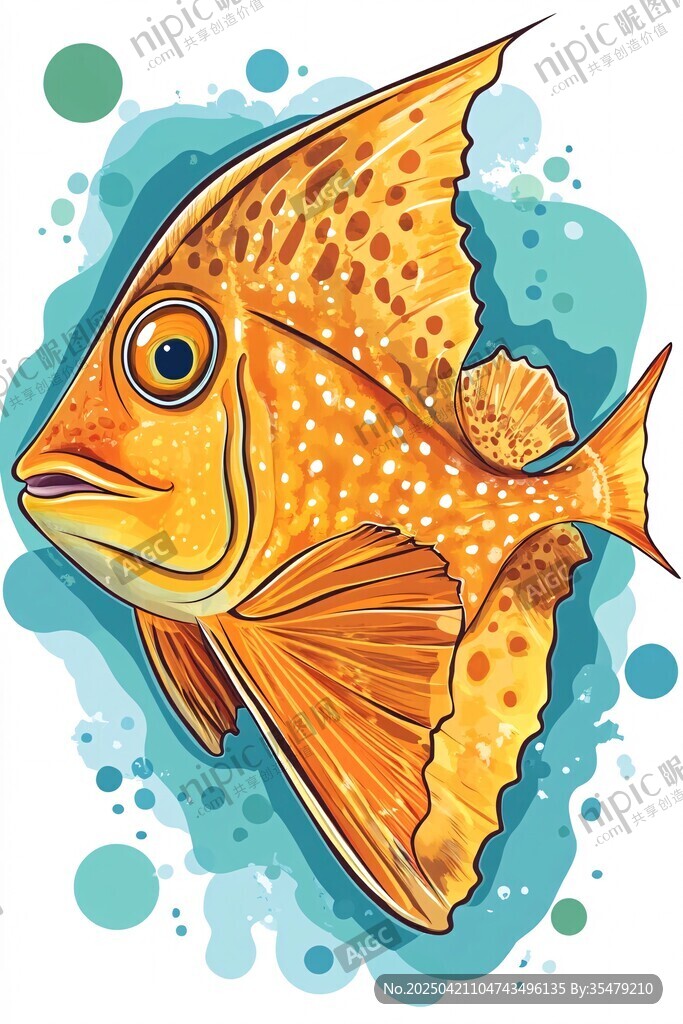 橙色斑點(diǎn)魚的夢(mèng)幻插畫
