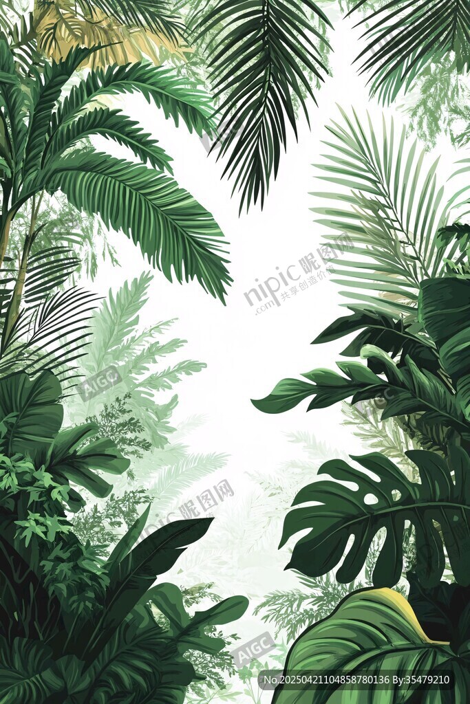 熱帶叢林綠植背景圖