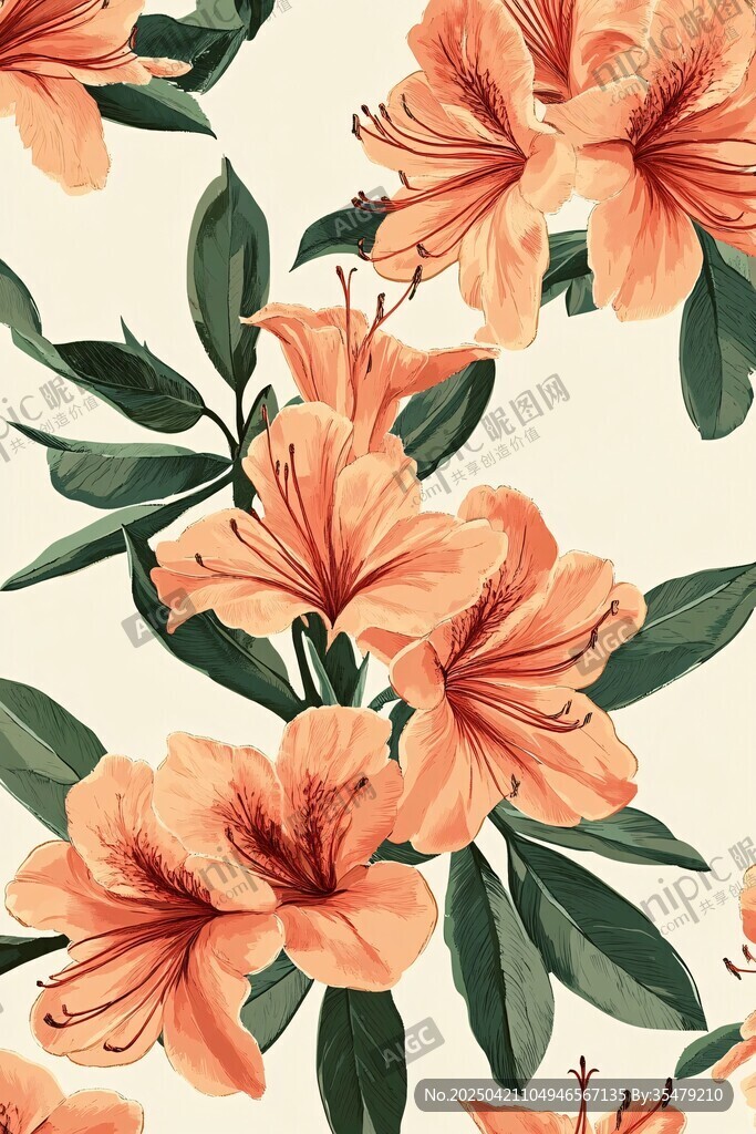 橙色杜鵑花植物花卉圖案