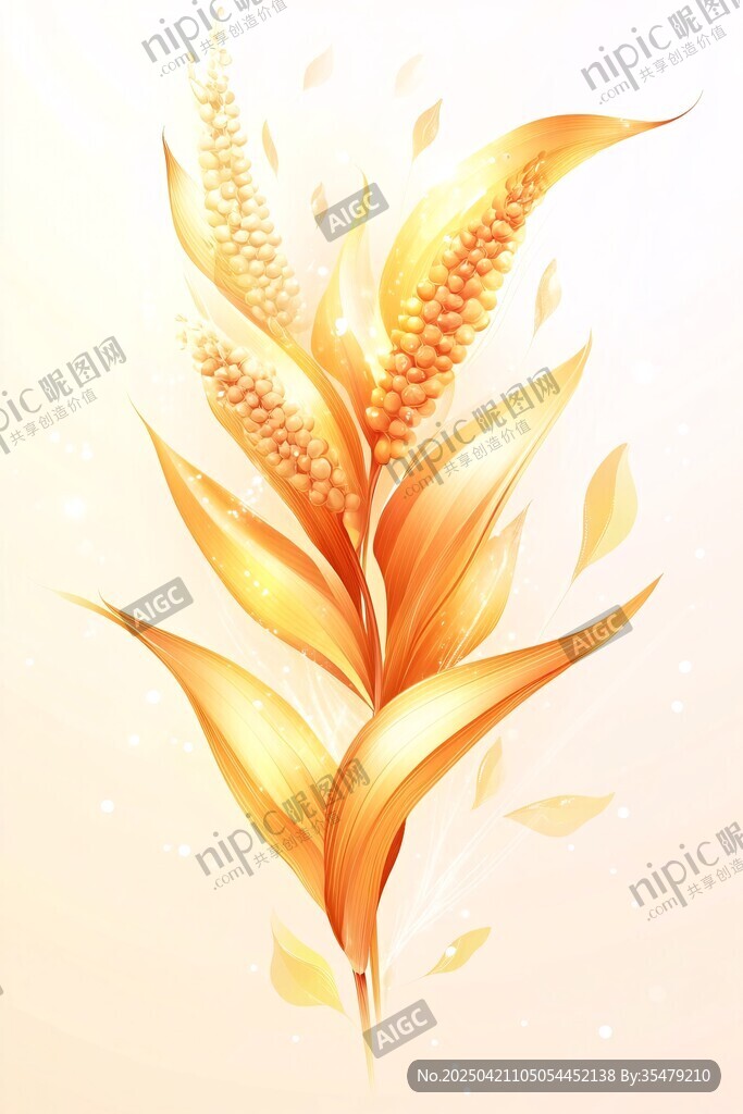 金黃麥穗插畫 盡顯豐收之美