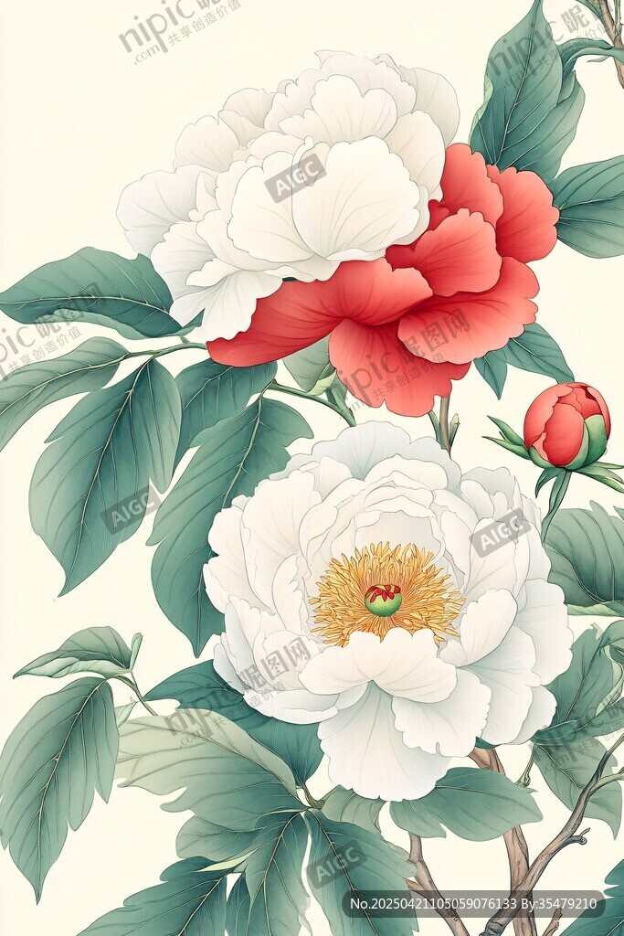 國色牡丹花卉圖