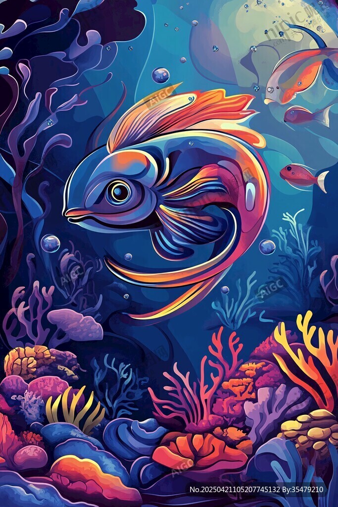 夢(mèng)幻海底的多彩魚兒