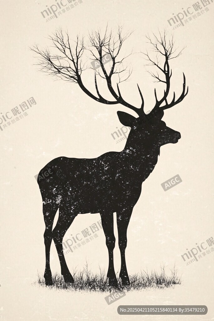 冬日剪影 孤獨(dú)的鹿角精靈