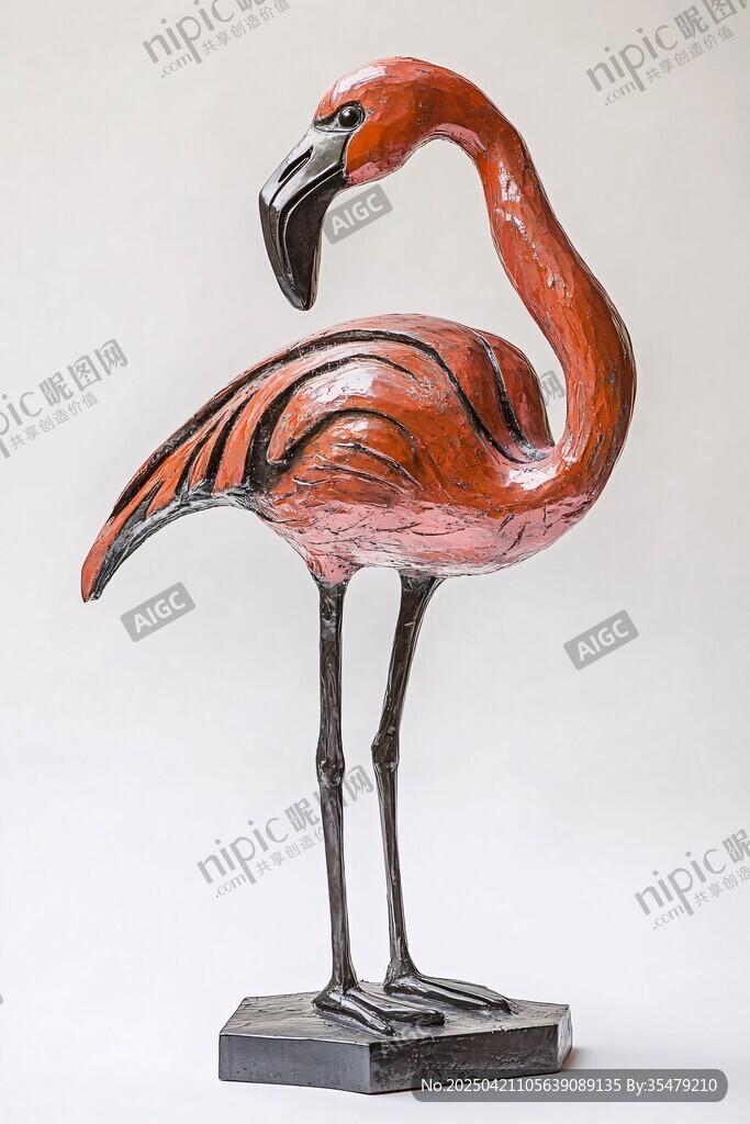 紅色火烈鳥(niǎo)金屬藝術(shù)擺件