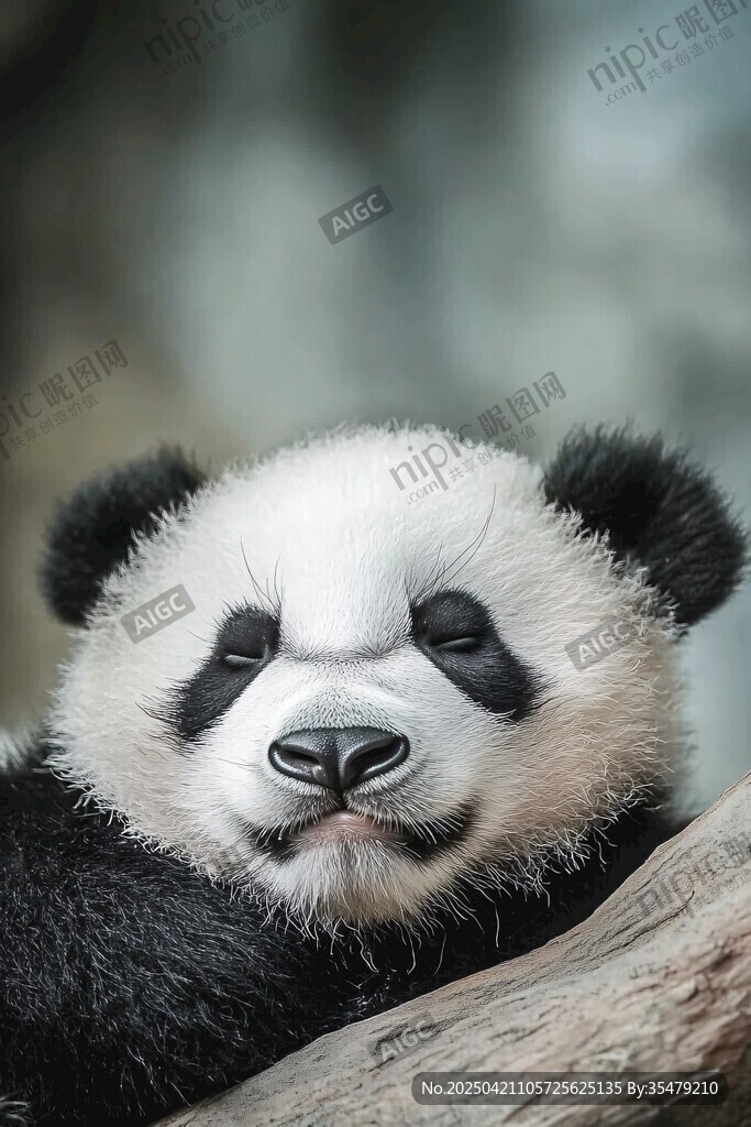 憨態(tài)可掬的熊貓愜意靠樹(shù)