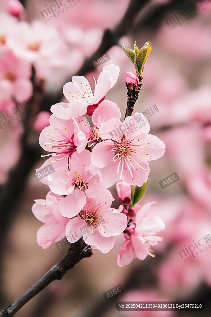 嬌艷綻放的粉嫩桃花