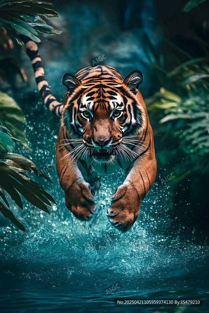 猛虎躍水展野性風采