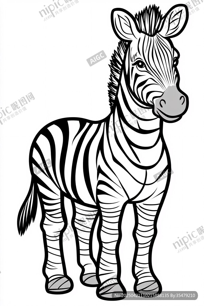 可愛黑白條紋斑馬插畫