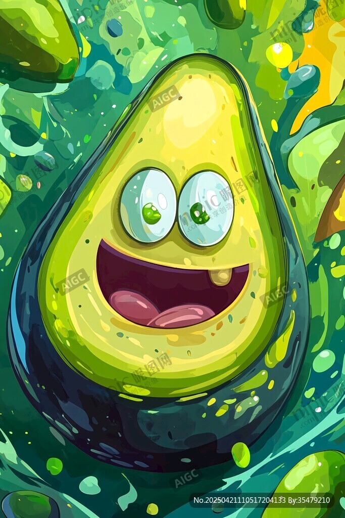 可愛牛油果卡通形象插畫