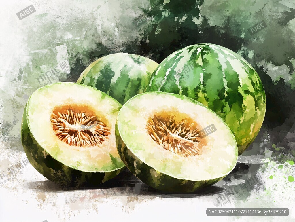 水彩繪西瓜 清新視覺享受