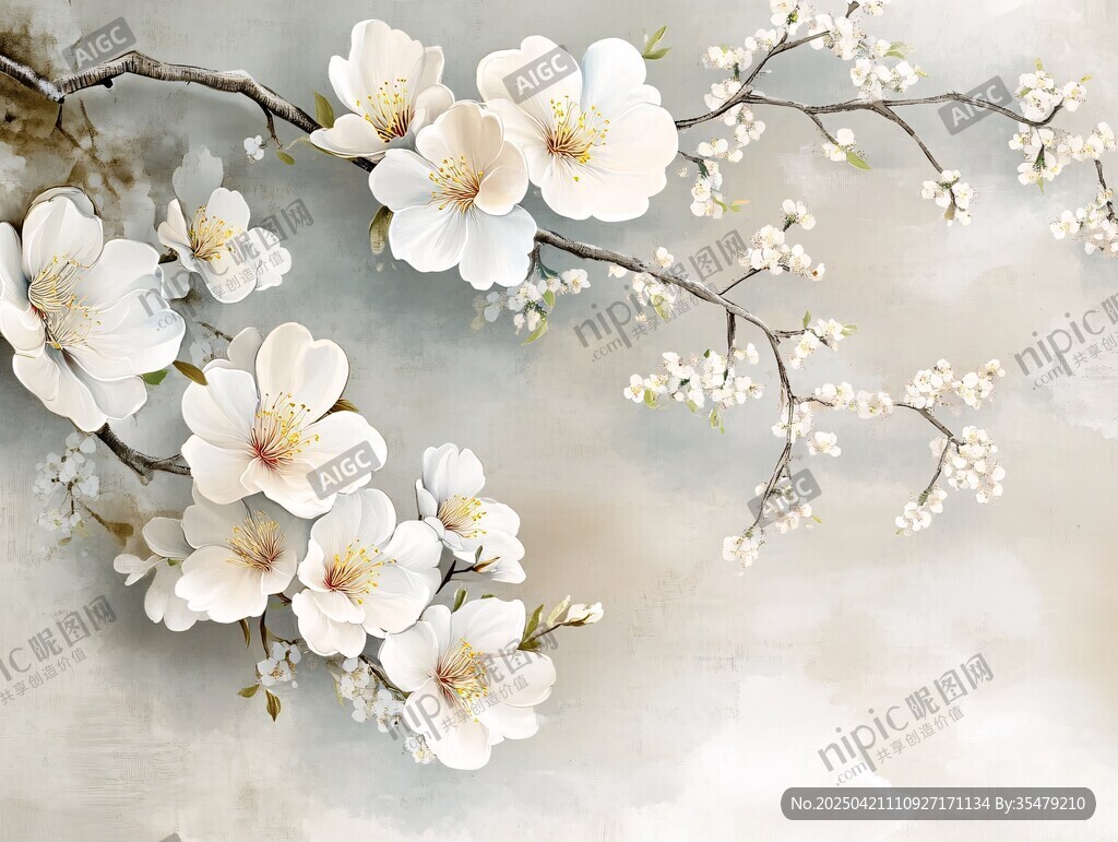 潔白杏花綻放枝頭