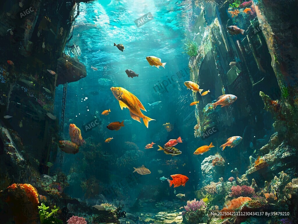 夢幻海底世界的多彩魚群