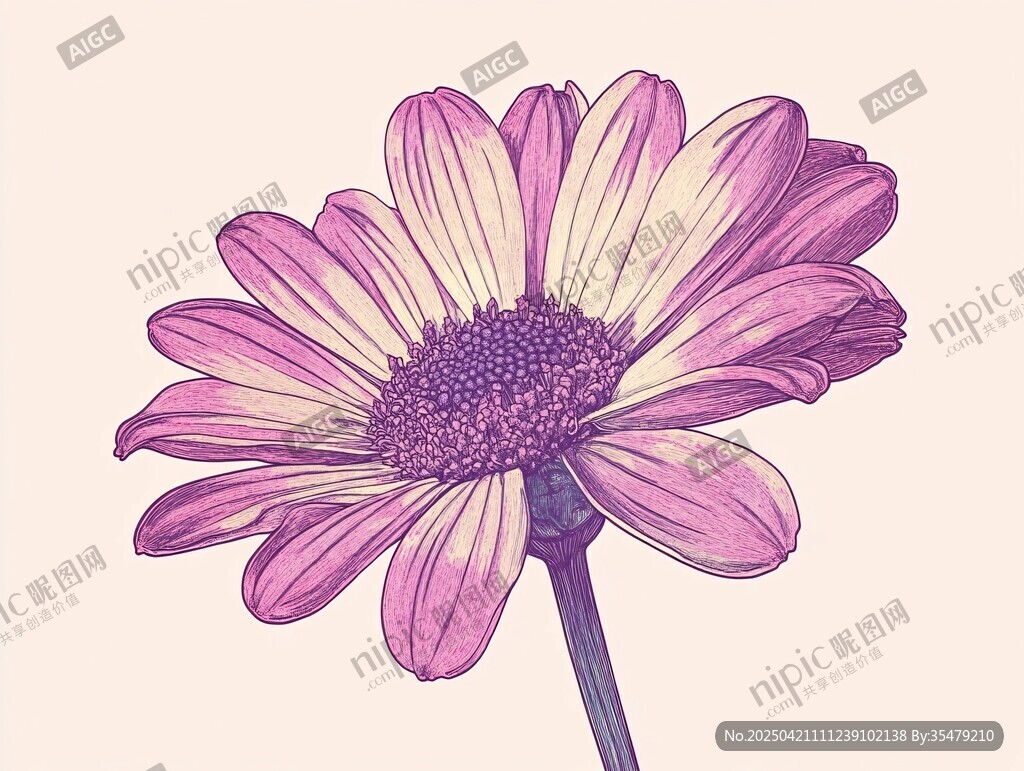 手繪粉色雛菊插畫