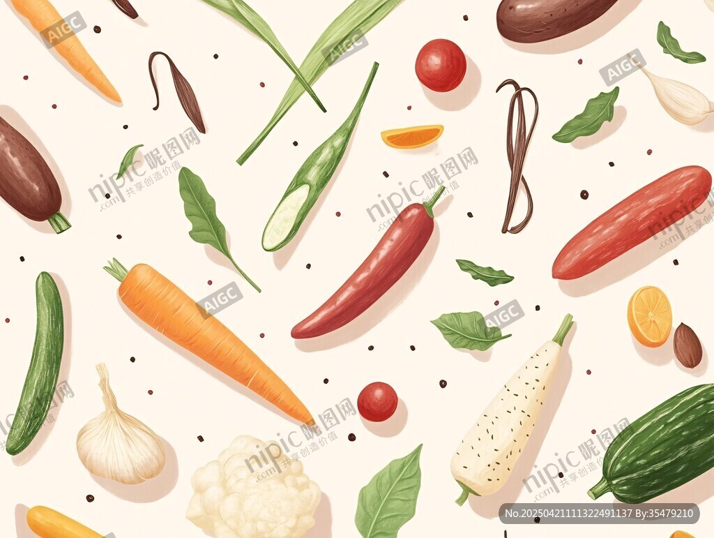 繽紛蔬菜插畫圖案