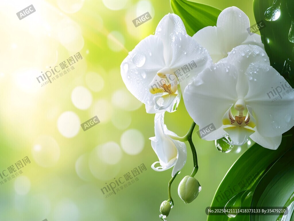 帶露白蘭花 清新自然美