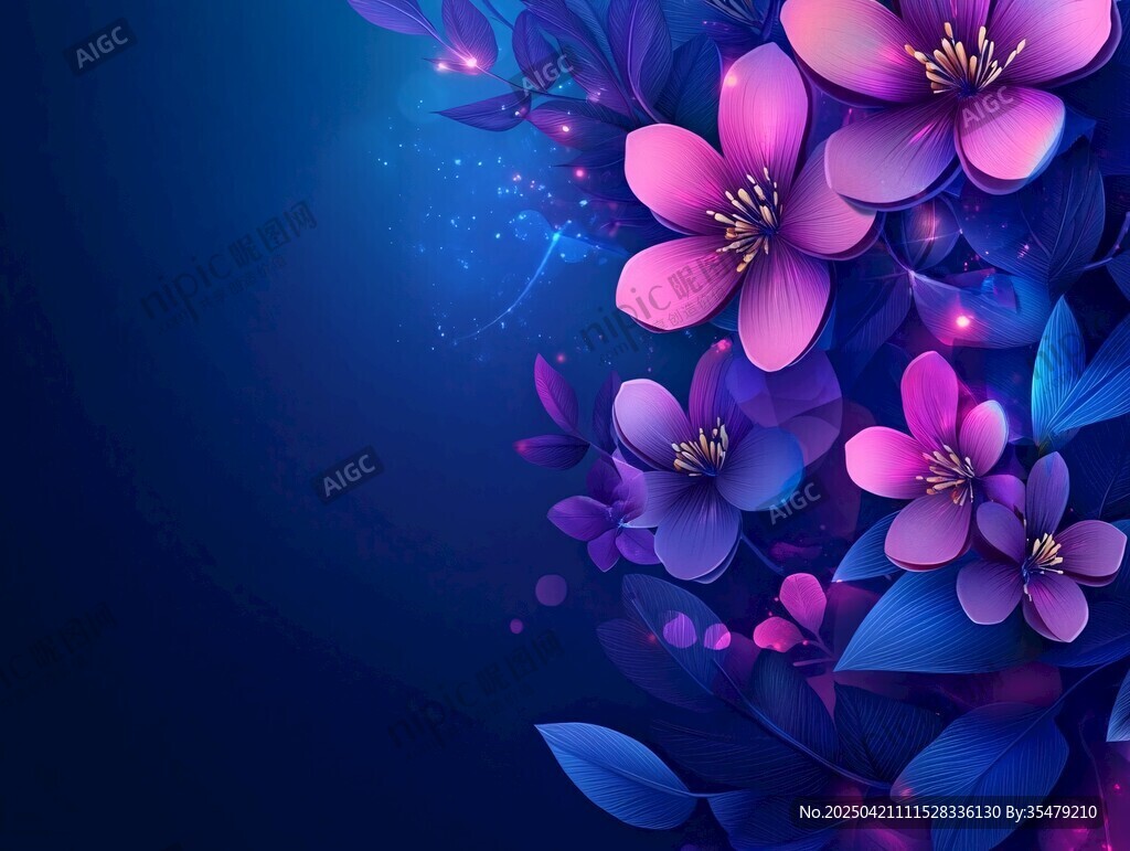 夢幻藍紫花卉背景圖