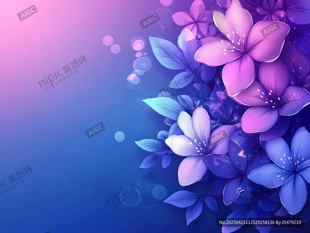 夢幻紫藍(lán)花卉背景圖