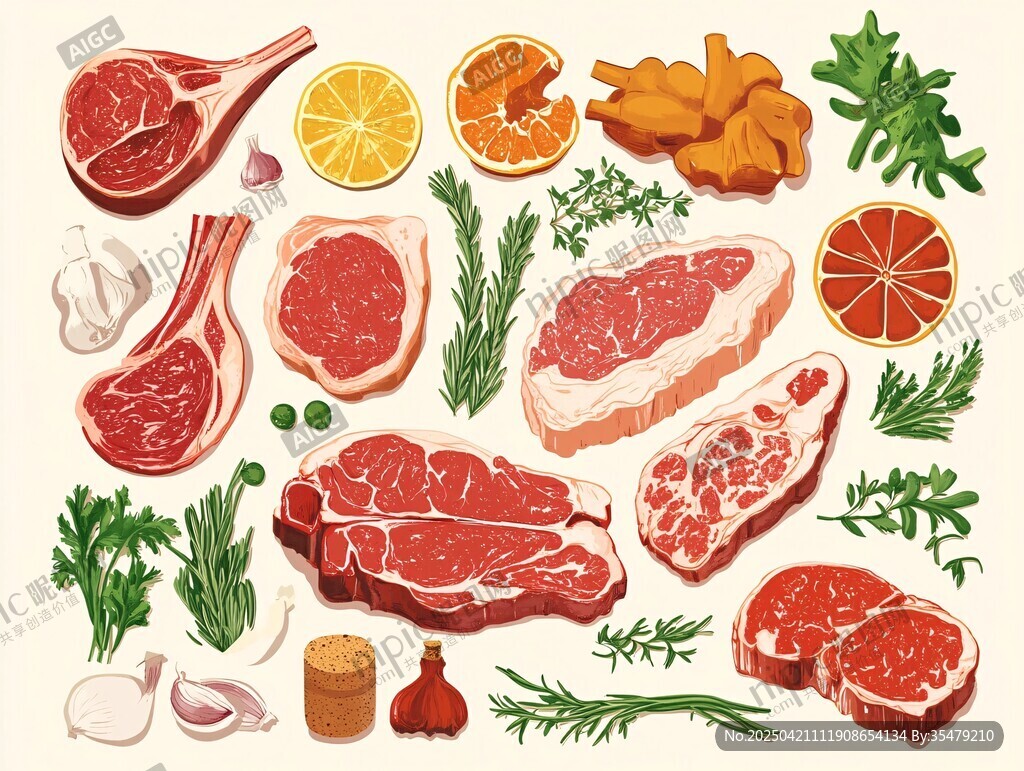 新鮮肉類與多樣食材組合