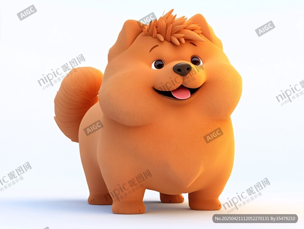 可愛橘色卡通小狗形象