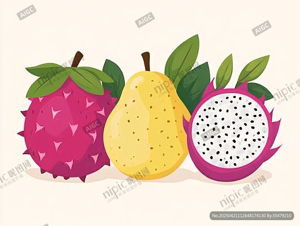 三種美味水果插畫圖