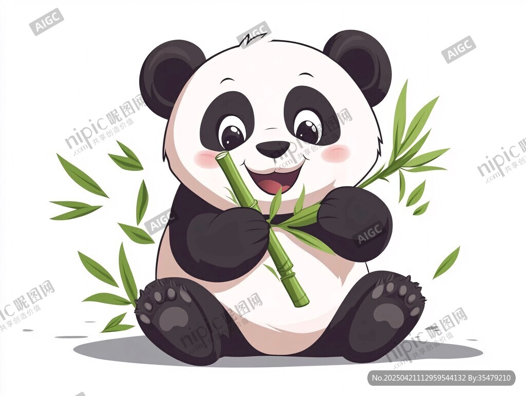 可愛(ài)熊貓歡快吃竹子